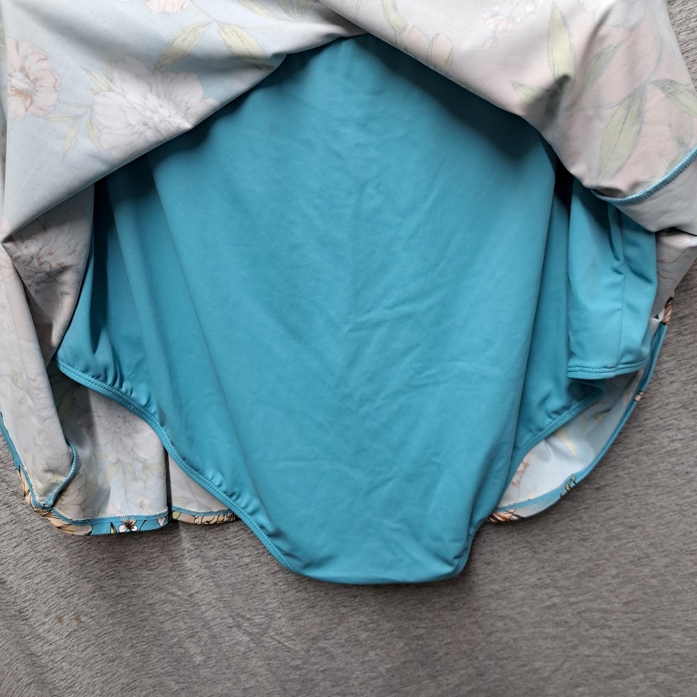 torrid Aqua Peach Cream Floral Swim Skirt - Picture 4 of 7
